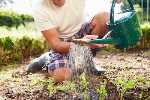 Landscape service agreement document with garden works in progress